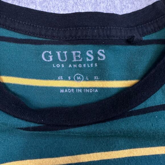 Guess Shirt Green Womens Sz M Striped Crew Neck Pullover Short Sleeve Activewear - Picture 3 of 6